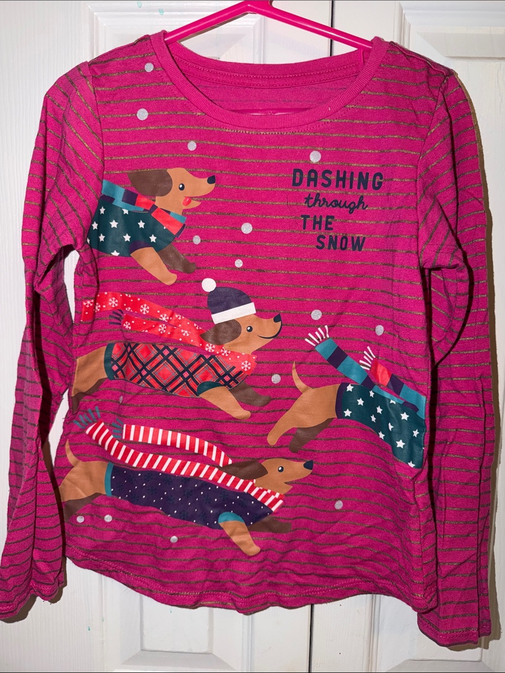 Kids Pink 'Dashing Through The Snow' Long-Sleeve Shirt